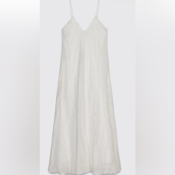 Zara White Linen Blend Maxi Dress NWTs - Picture 2 of 6